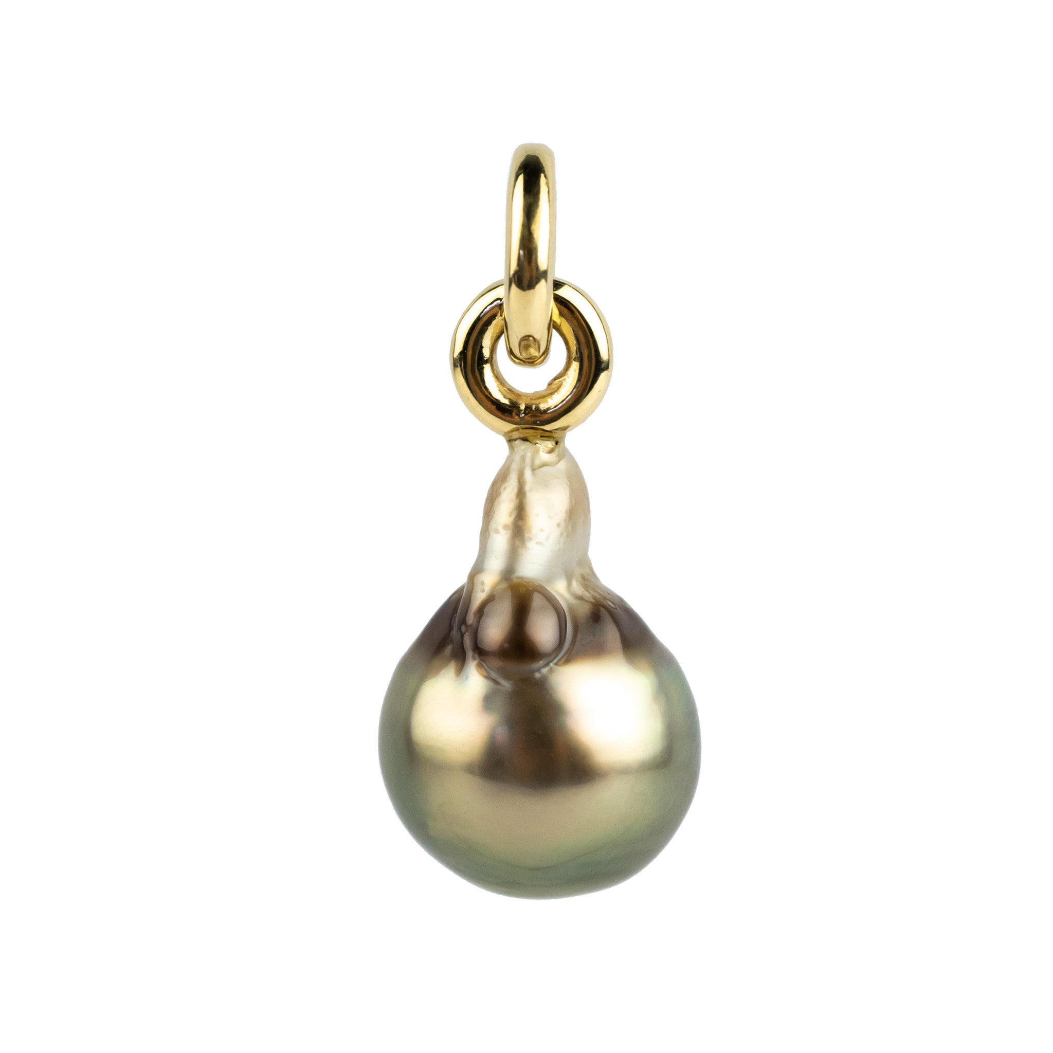 Honey Gold Baroque 11.2mm Tahitian Pearl Rava Pendant on 14K Yellow Gold