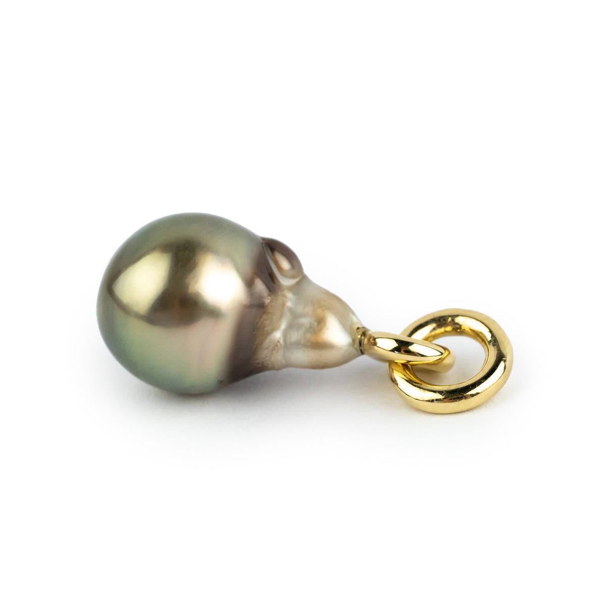 Honey Gold Baroque 11.2mm Tahitian Pearl Rava Pendant on 14K Yellow Gold