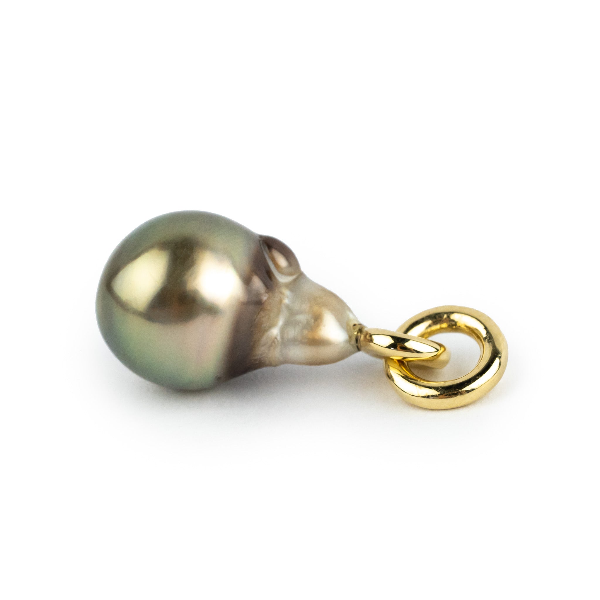 Honey Gold Baroque 11.2mm Tahitian Pearl Rava Pendant on 14K Yellow Gold