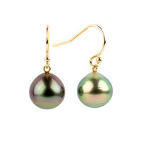 Orchid & Seafoam Tahitian Pearl Dangle Earrings on 14K Rose Gold