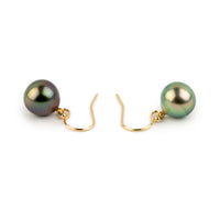 Orchid & Seafoam Tahitian Pearl Dangle Earrings on 14K Rose Gold