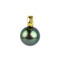 Tropical Green 10.5mm Tahitian Pearl Pendant on 18K Yellow Gold