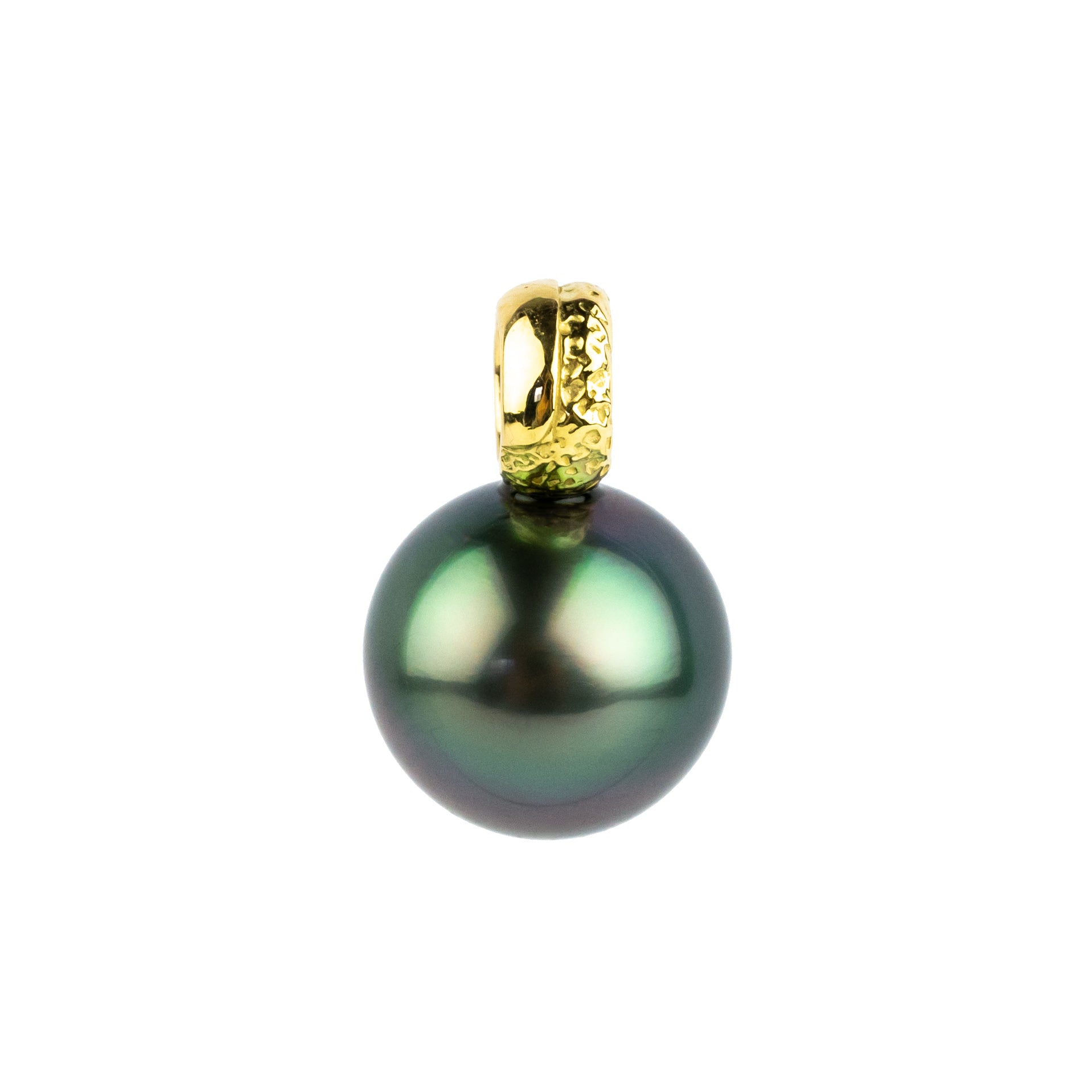 Tropical Green 10.5mm Tahitian Pearl Pendant on 18K Yellow Gold