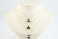 Tahitian Pearl & Diamond Aubergine Green Étoile Necklace on 10K Yellow Gold