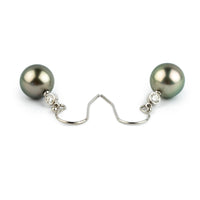 Tahitian Pearl & Diamond Aurora French Hook Earrings on 14K White Gold