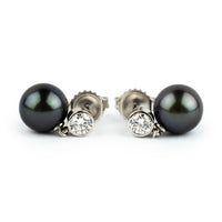 Tahitian Pearl & Diamond Nova Earrings on 14K White Gold