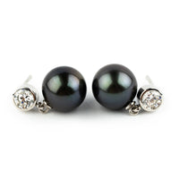 Tahitian Pearl & Diamond Nova Earrings on 14K White Gold