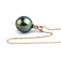 Tahitian Pearl & Diamond Turquoise Étoile Necklace on 10K Rose Gold