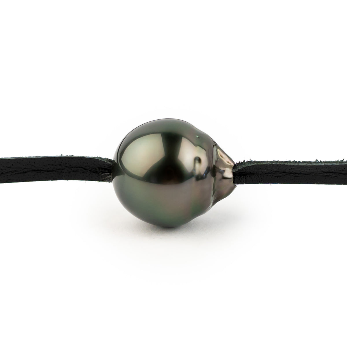 Glossy Ebony Green 12.1mm Baroque Super Mana Necklace