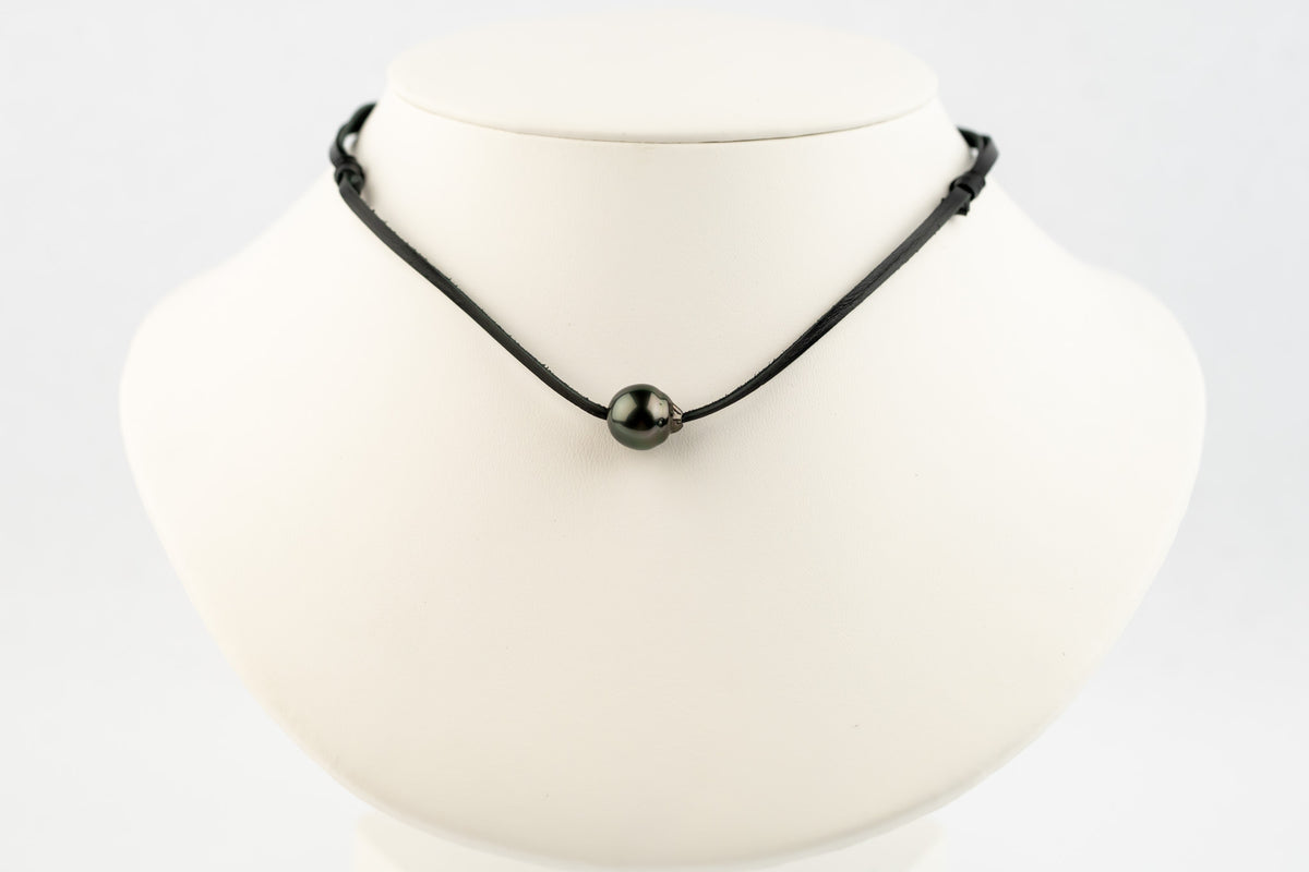 Glossy Ebony Green 12.1mm Baroque Super Mana Necklace
