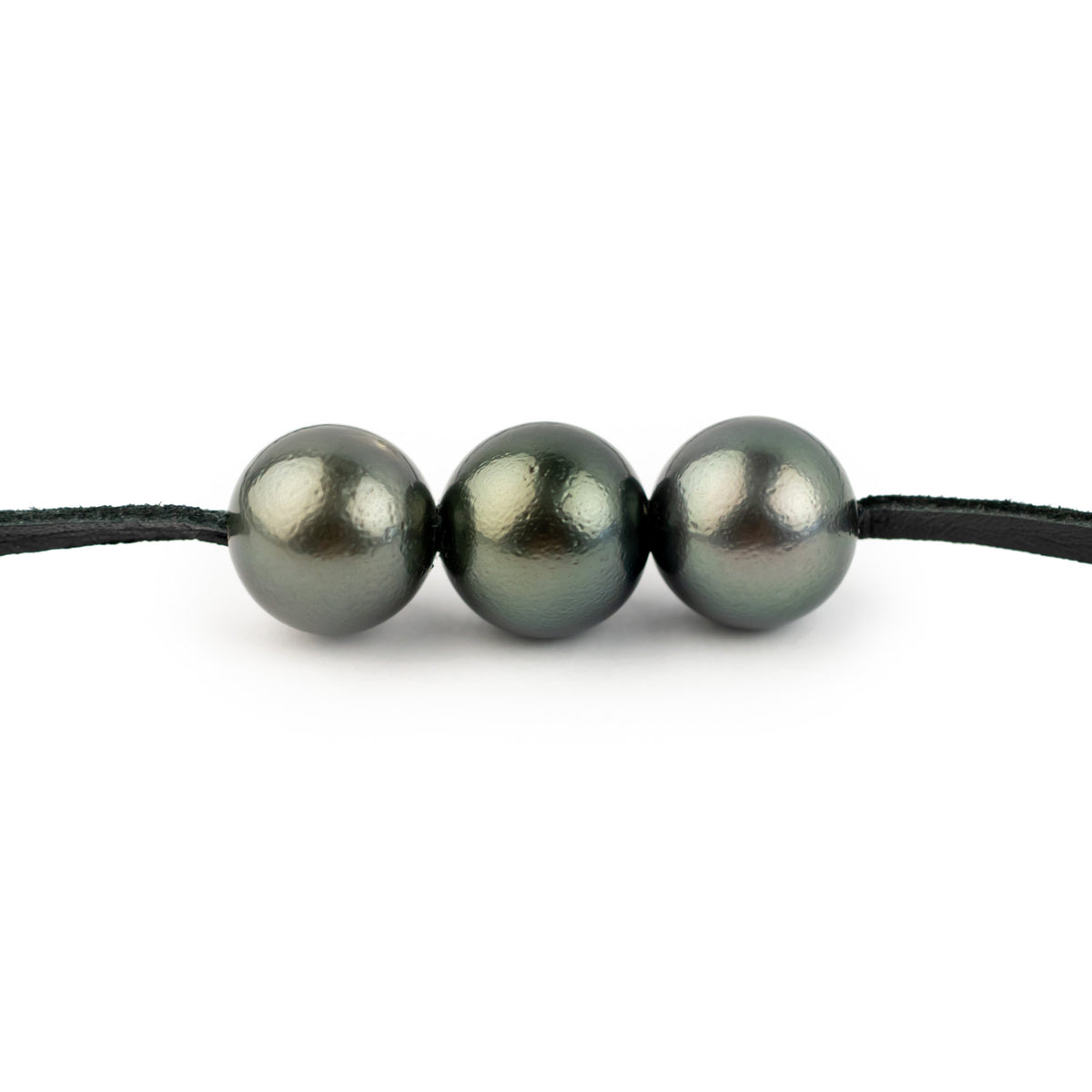 Triple Dark Green Shark Skin 11.1-11.8mm Super Mana Necklace