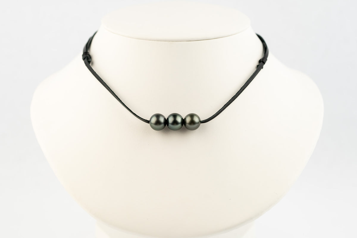 Triple Dark Green Shark Skin 11.1-11.8mm Super Mana Necklace
