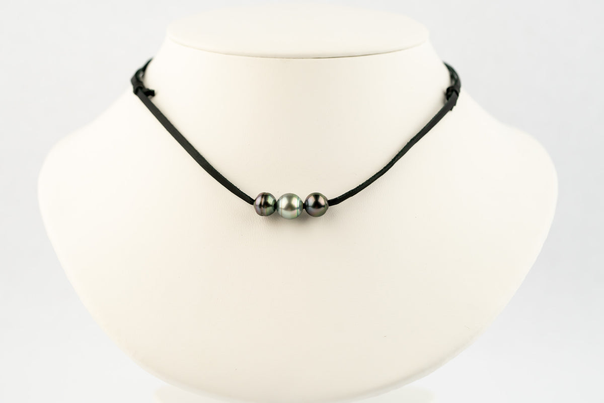 Dreamy Purple Green Circled 9-9.9mm Triple Eimeo Mana Necklace