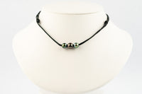 Electric Plum Green Circled 9-10.3mm Triple Eimeo Mana Necklace