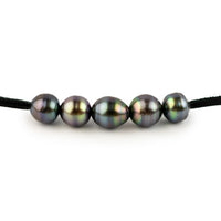 Indigo Glow Circled 9-9.8mm Quintuple Mana Pearl Necklace