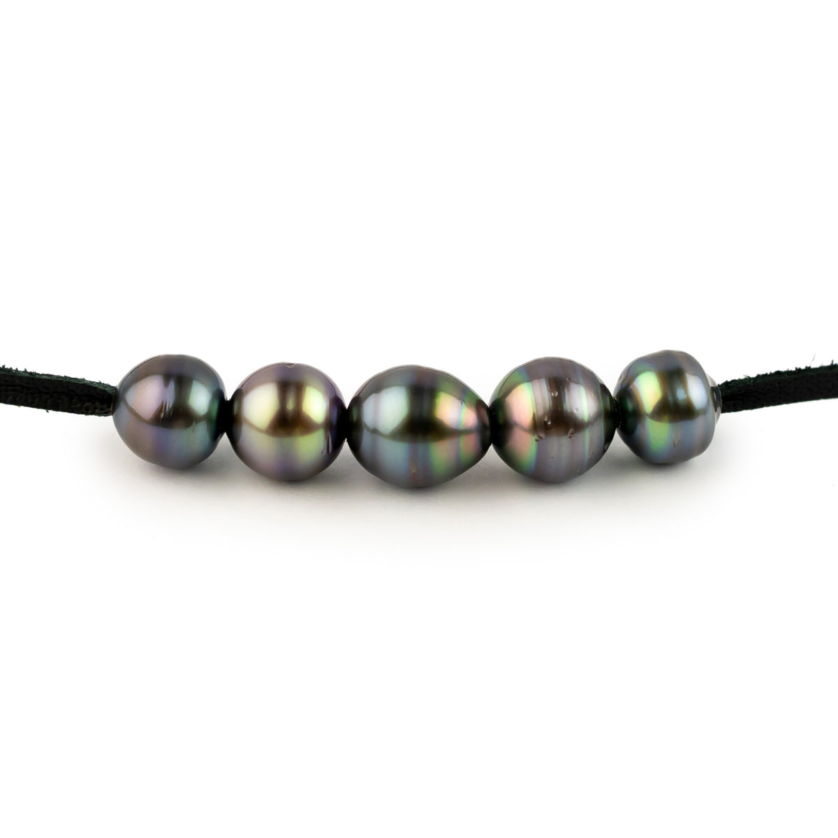 Indigo Glow Circled 9-9.8mm Quintuple Mana Pearl Necklace