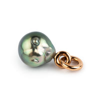 Iridescent Green Baroque 12.4m Tahitian Pearl Rava Pendant on 14K Rose Gold