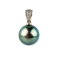 Tahitian Pearl & Diamond 12.4mm Maia Pendant on 14K White Gold