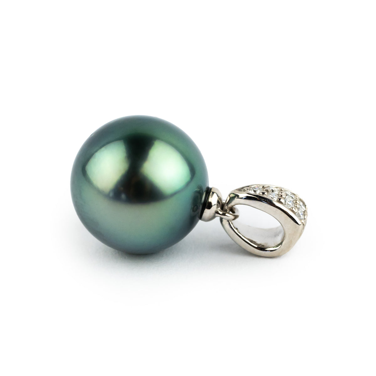 Tahitian Pearl & Diamond 12.4mm Maia Pendant on 14K White Gold