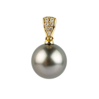 Tahitian Pearl & Diamond 12mm Maia Pendant on 14K Yellow Gold