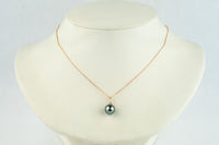 Aqua Pink Tahitian Pearl & Diamond Toru Necklace on 14K Rose Gold