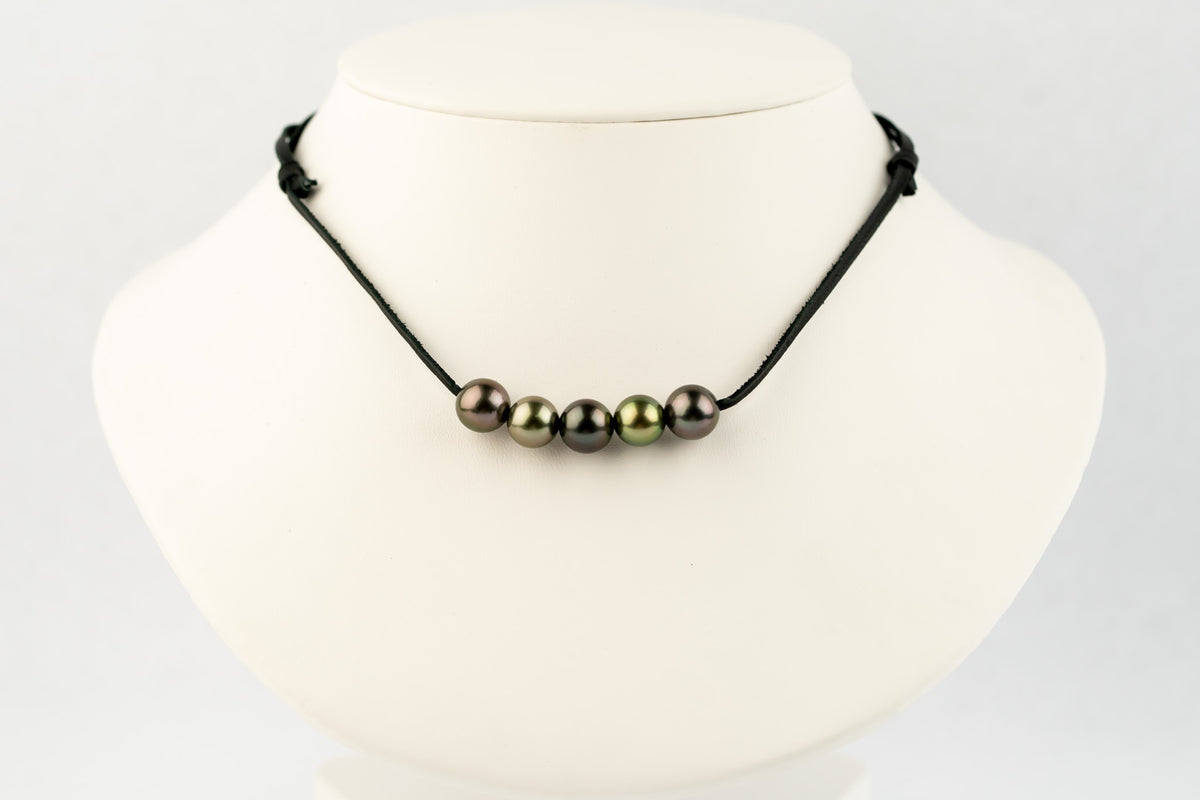 Plum Chartreuse 10.2-10.9mm Quintuple Mana Pearl Necklace