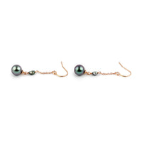 Electric Violet Tahitian Pearl Poseidon Earrings on 14K Rose Gold