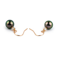 Tahitian Pearl & Diamond Aurora French Hook Earrings on 14K Rose Gold
