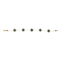 Deep Greens Tahitian Pearl Tin Cup Bracelet on 14K Yellow Gold