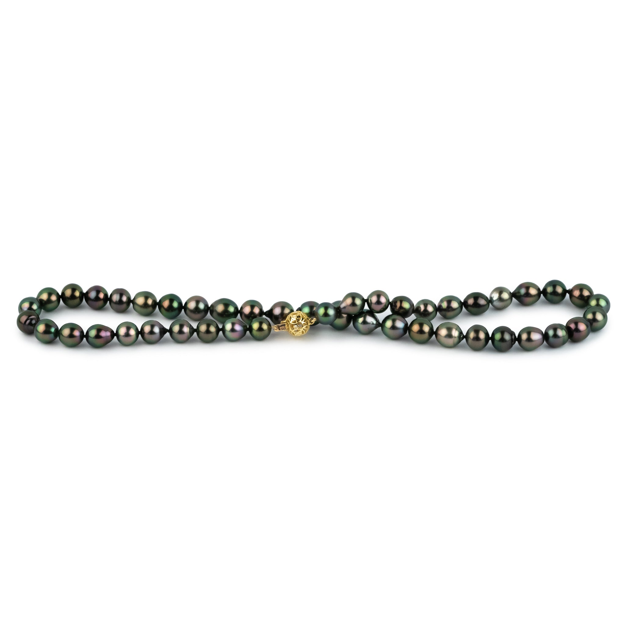 Kaleidoscopic Peacock 8.9-11.5mm Tahitian Pearl Strand