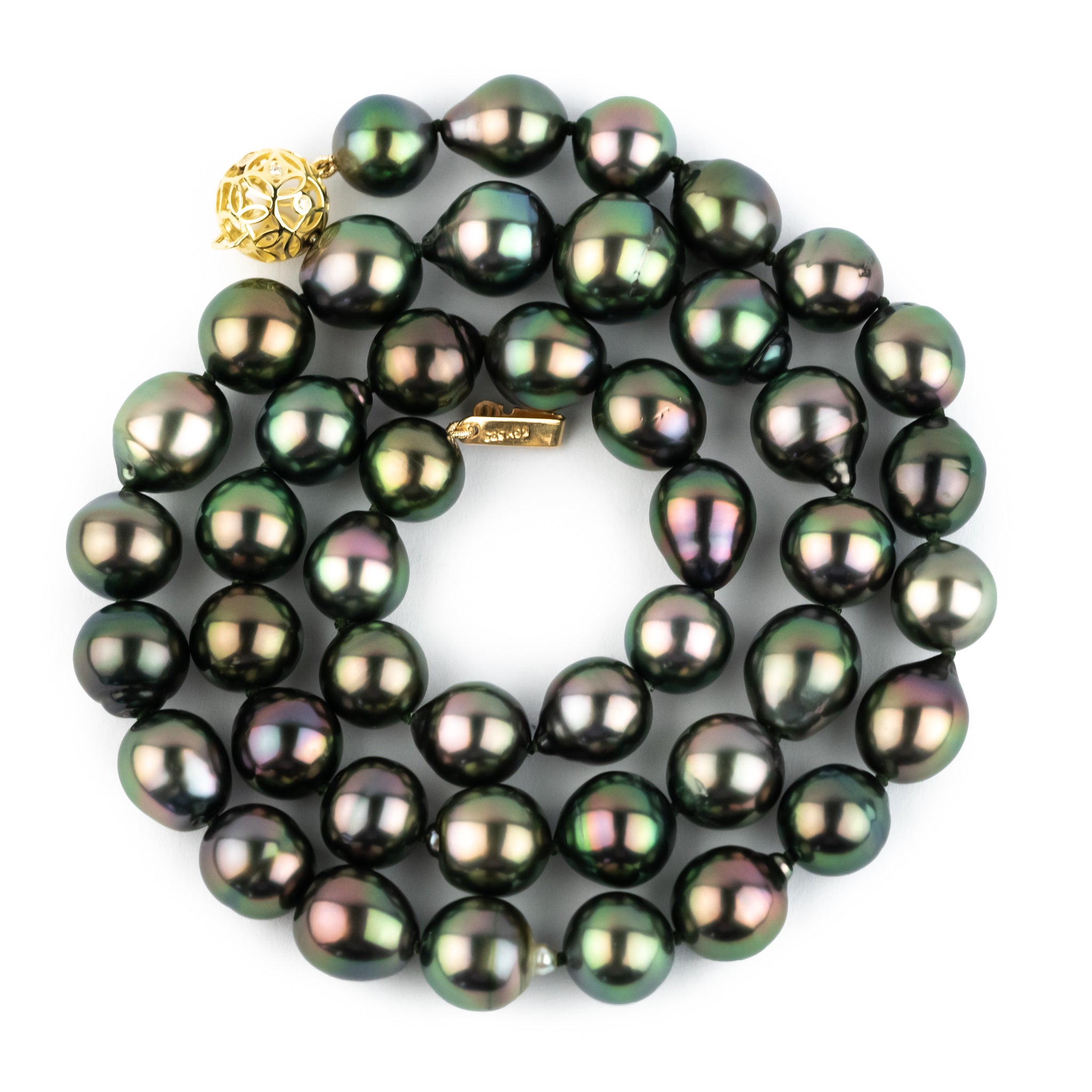 Kaleidoscopic Peacock 8.9-11.5mm Tahitian Pearl Strand