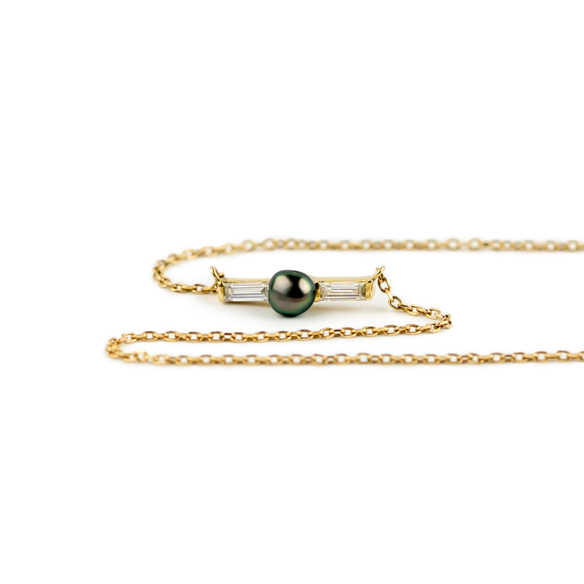 Tahitian Keshi Pearl & Diamond Mahana Necklace