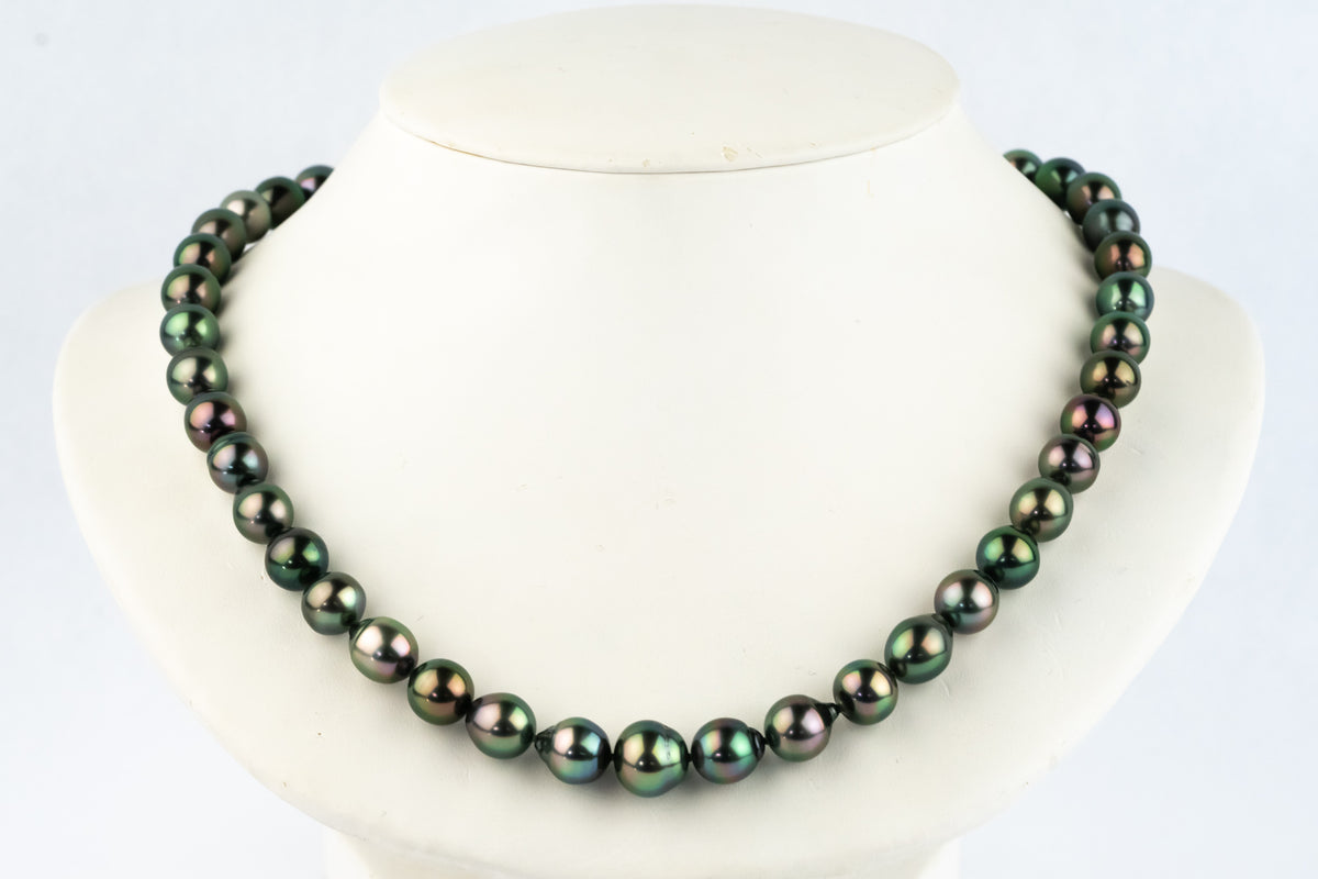 Kaleidoscopic Peacock 8.9-11.5mm Tahitian Pearl Strand