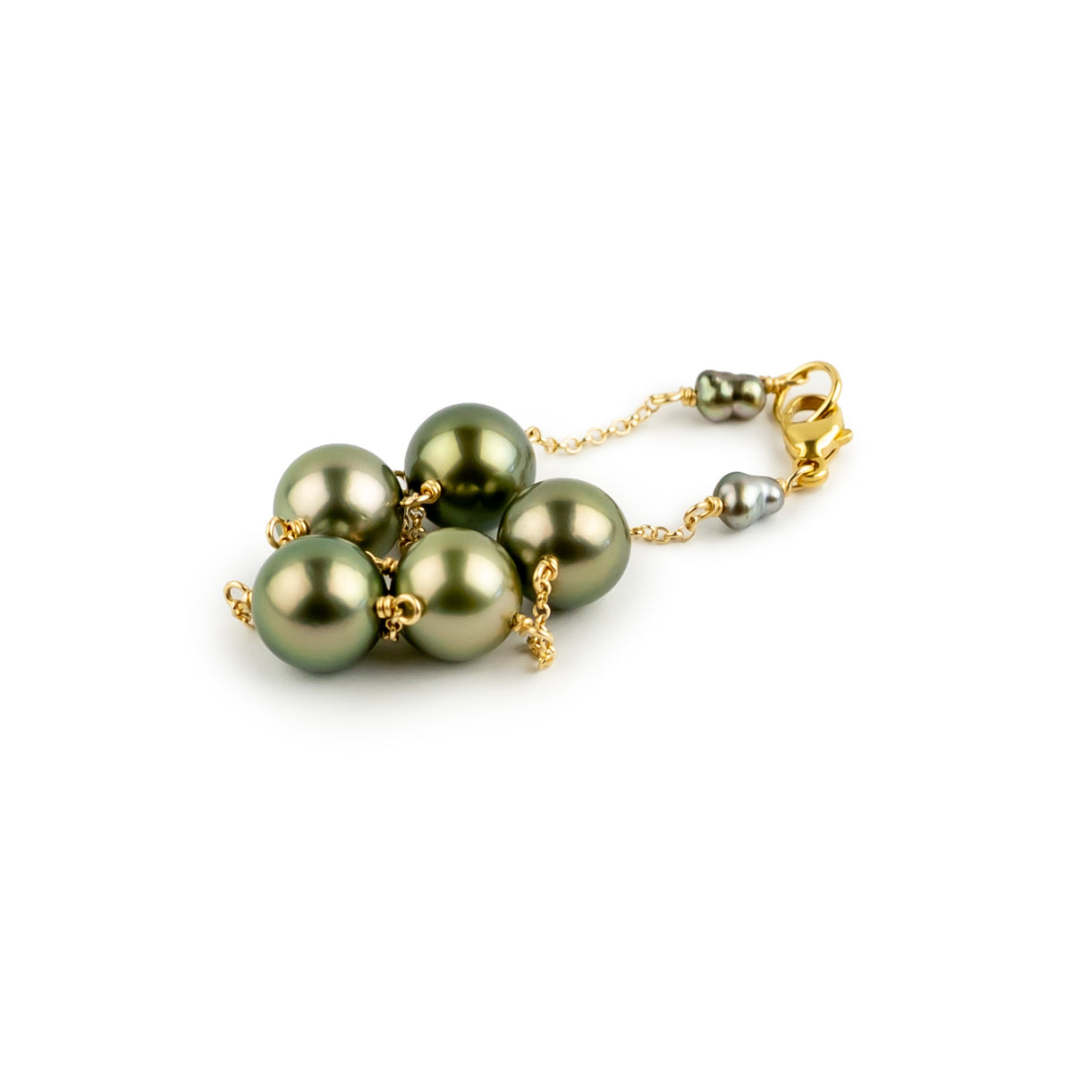Golden Green Tin-Cup Tahitian Pearl Bracelet on 14/20 Gold Filled