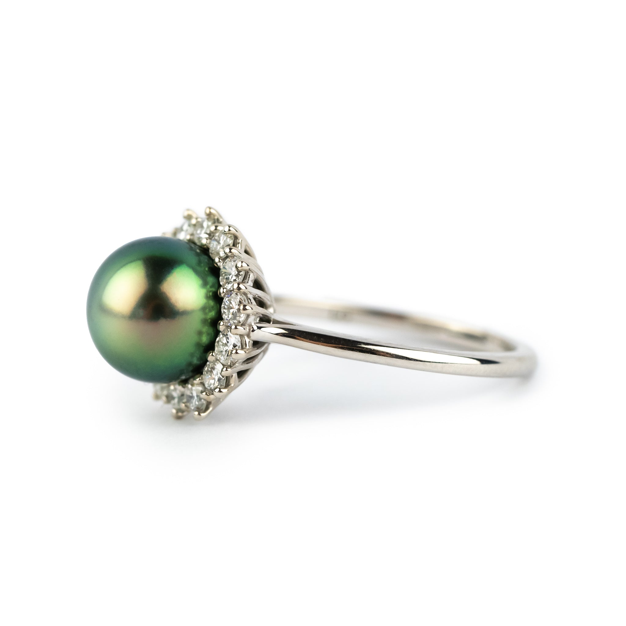 Tahitian Pearl & Diamond Soleil Ring on 14K White Gold