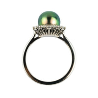 Tahitian Pearl & Diamond Soleil Ring on 14K White Gold