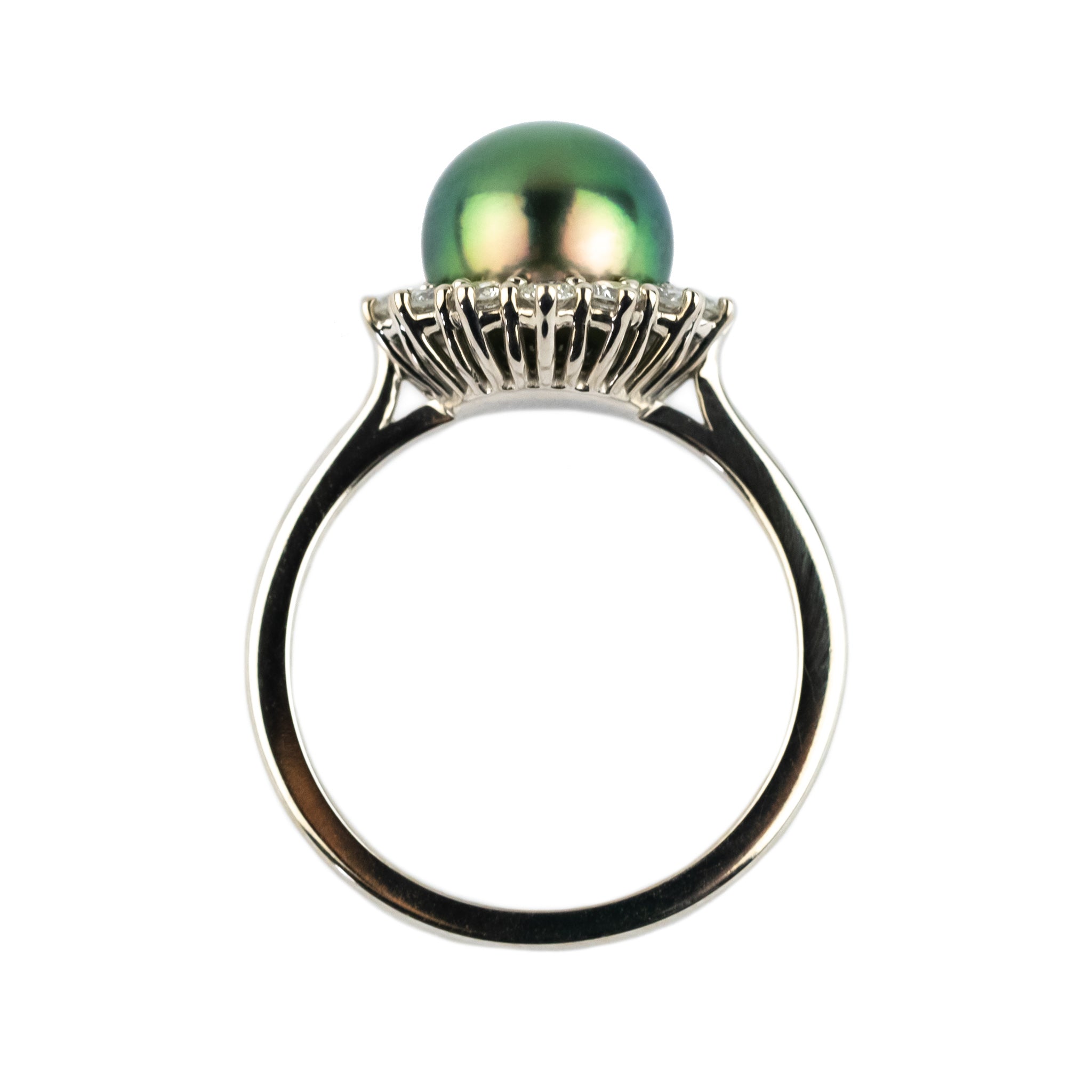 Tahitian Pearl & Diamond Soleil Ring on 14K White Gold