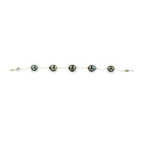 Prismatic Circled Tin-Cup Tahitian Pearl Bracelet on Sterling Silver