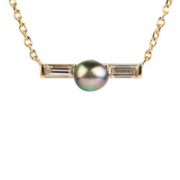 Tahitian Keshi Pearl & Diamond Mahana Necklace