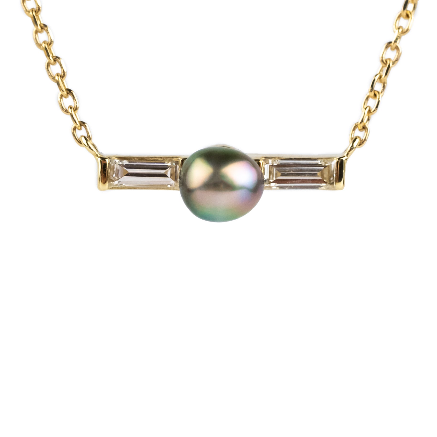 Tahitian Keshi Pearl & Diamond Mahana Necklace