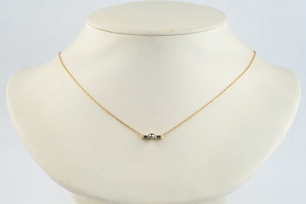 Tahitian Keshi Pearl & Diamond Mahana Necklace