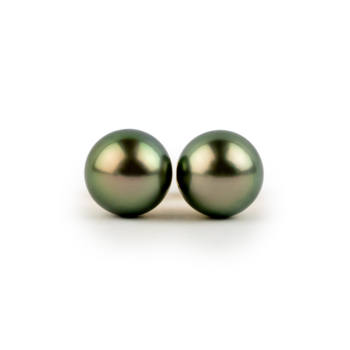 Warm Golden Green 8.4-8.8mm Tahitian Pearl Stud Earrings