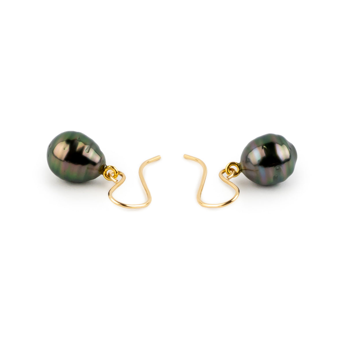 Plum Green Circled Tahitian Pearl Dangles on 14/20 Gold-Filled
