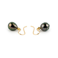 Plum Green Circled Tahitian Pearl Dangles on 14/20 Gold-Filled
