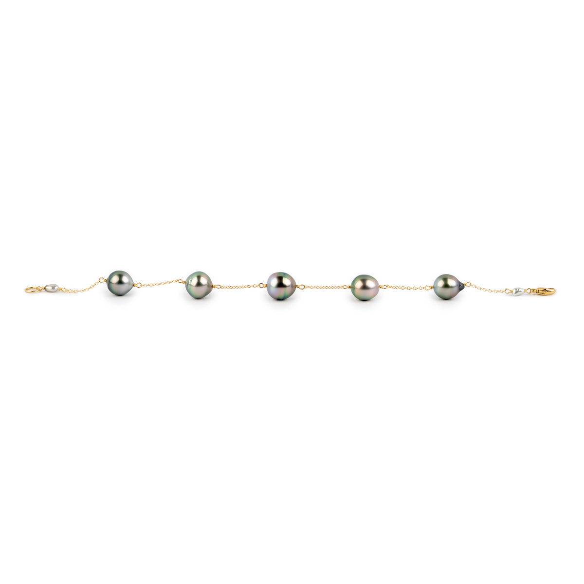 Cotton Candy Glow Tahitian Pearl Tin Cup Bracelet on 14K Yellow Gold