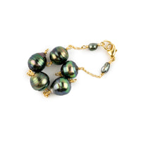 Ocean Waves Circled Tin-Cup Tahitian Pearl Bracelet on Gold Filled