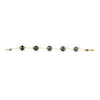 Ocean Waves Circled Tin-Cup Tahitian Pearl Bracelet on Gold Filled