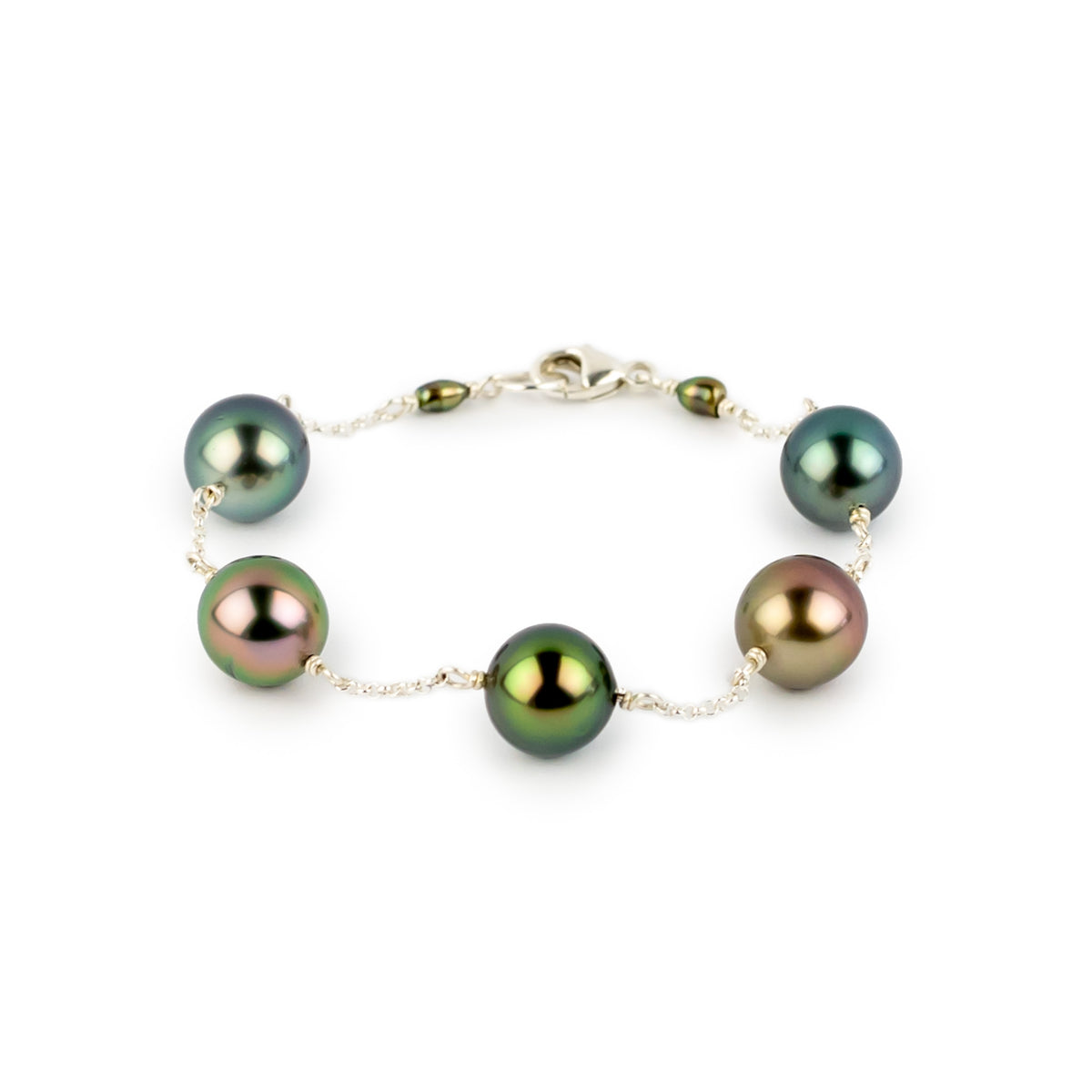 Tropical Dream Tahitian Pearl Tin Cup Bracelet on Sterling Silver