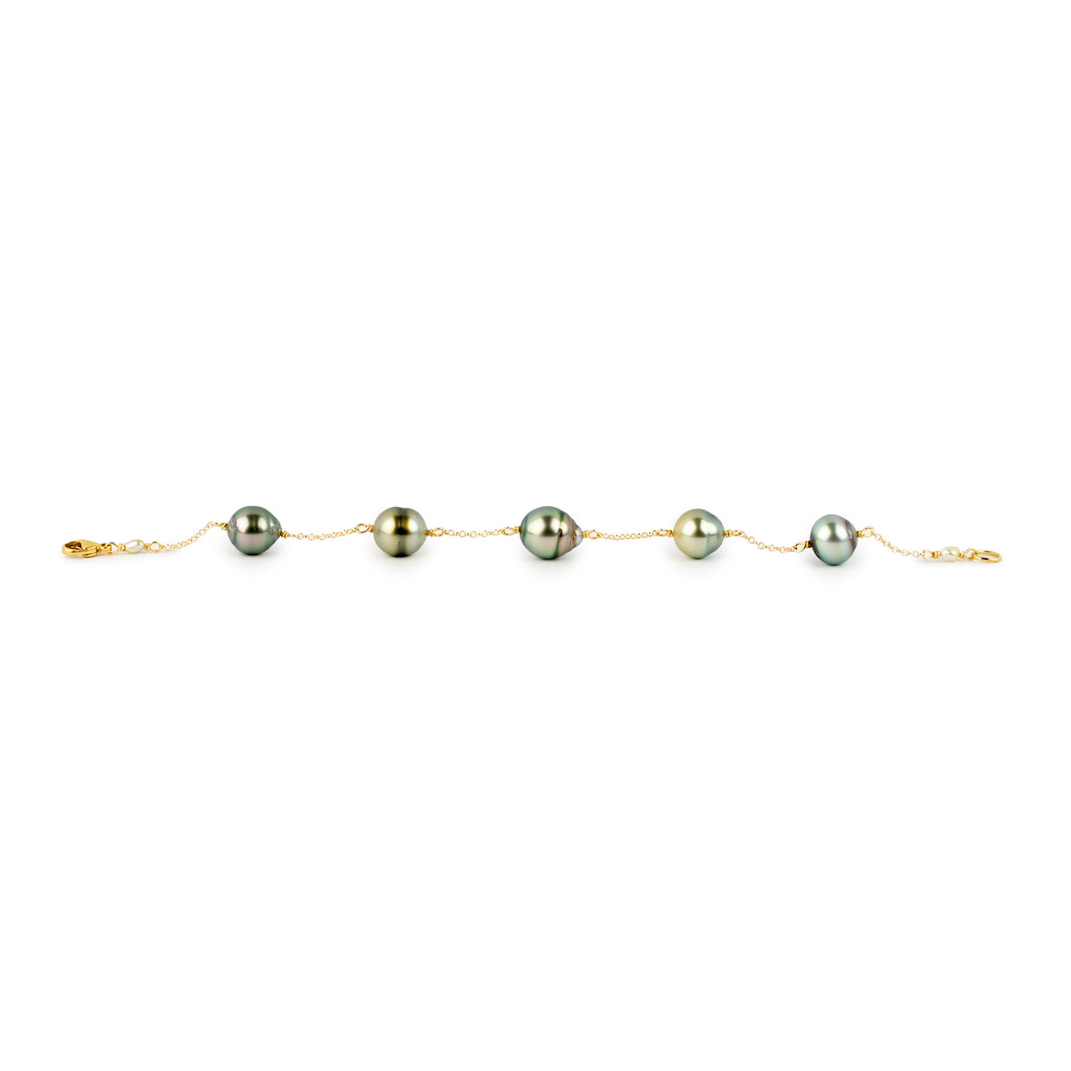 Glowing Golden Blue Tin-Cup Tahitian Pearl Bracelet on 14/20 Gold Filled