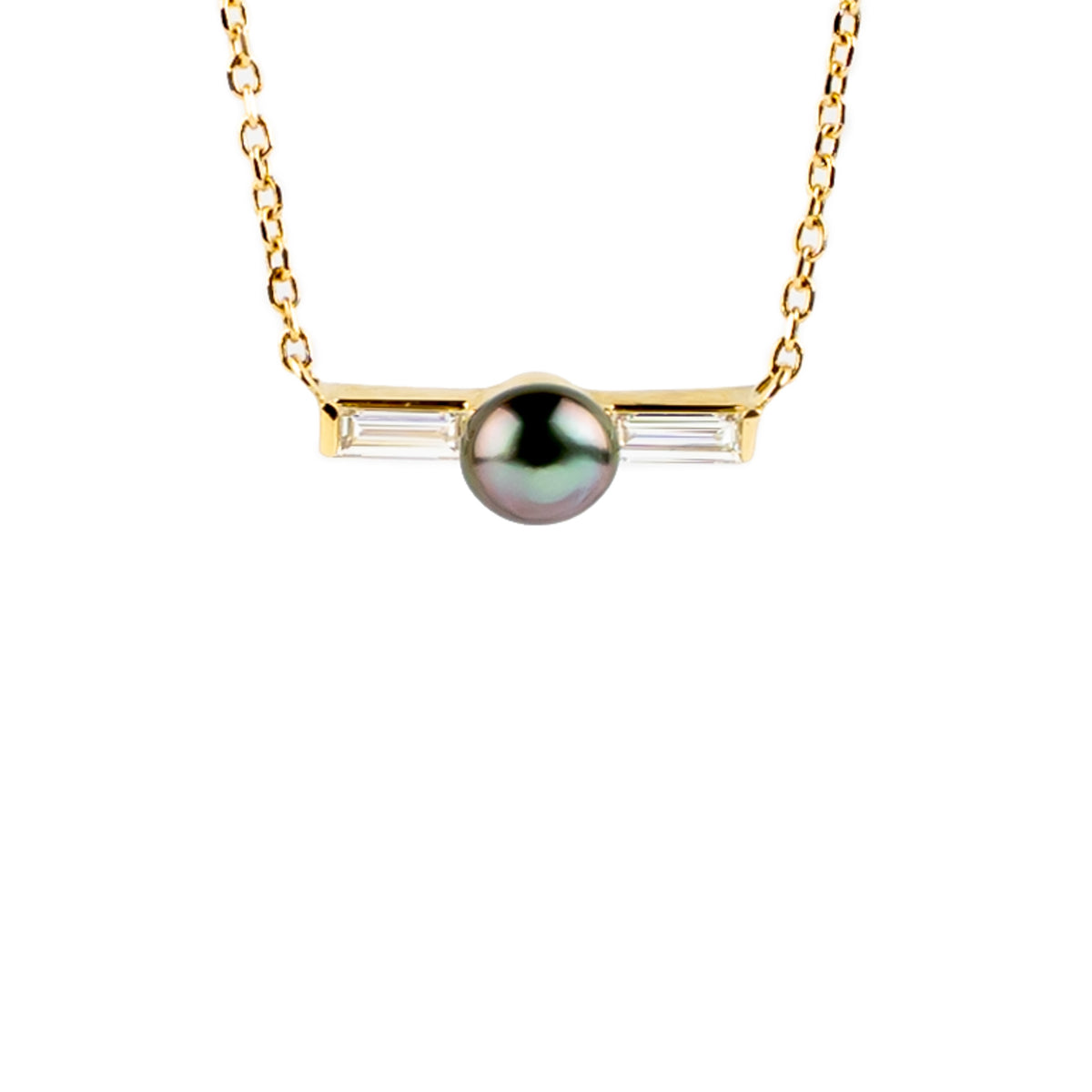 Tahitian Keshi Pearl & Diamond Mahana Necklace